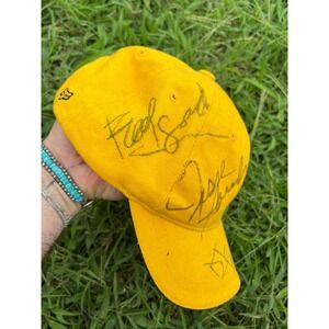 Fox Racing Yellow Autographed Hat Cap Y2K Mens Adjustable Vintage Motorsport Hat